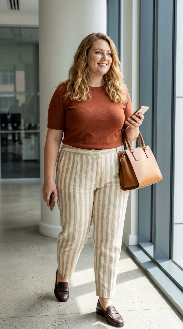 10 Linen Work Pants Outfits for Plus Size Women That Look Polished, Not Wrinkled