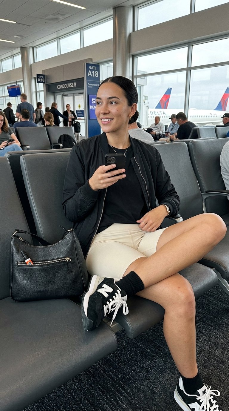 12 Biker Shorts Airport Outfits for Summer Flights