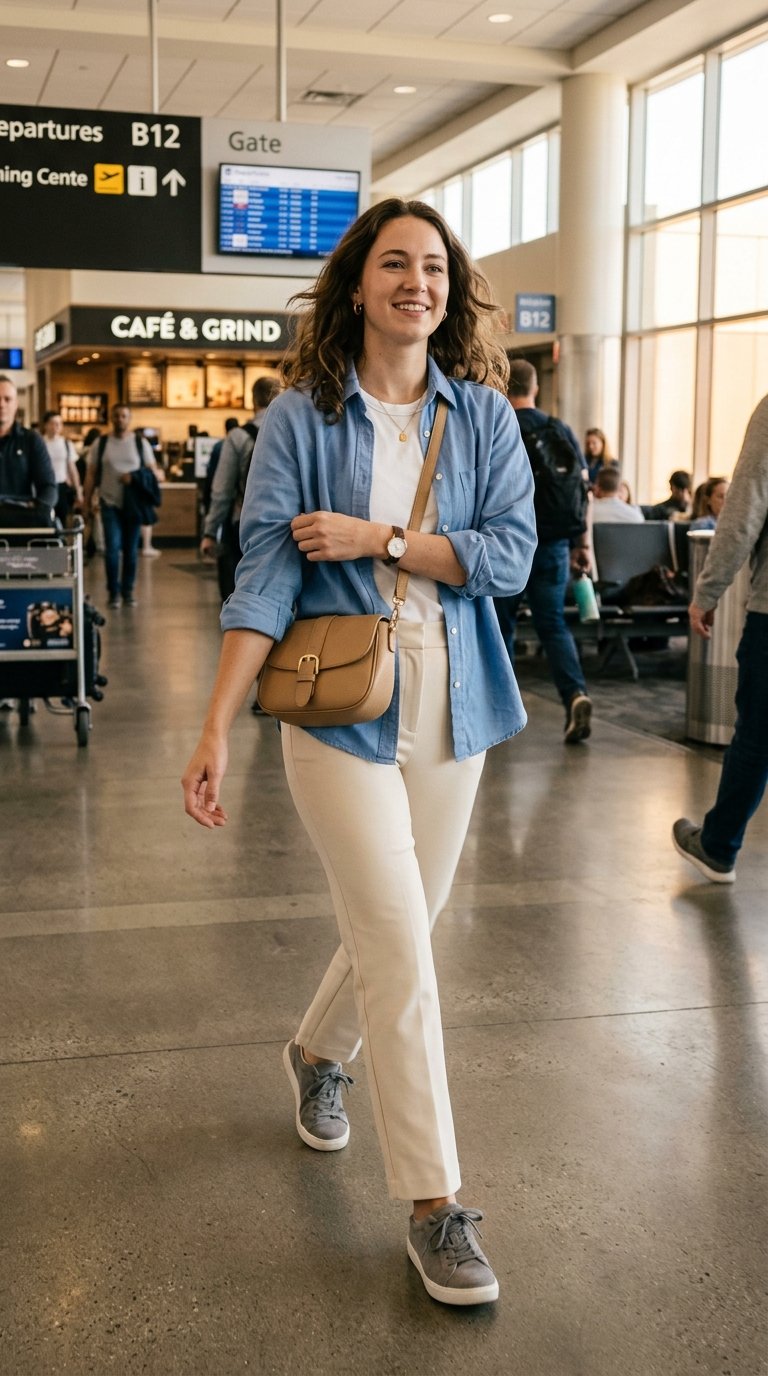 13 Airport Outfits With Sneakers That Go With Everything