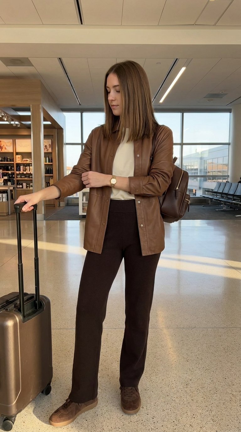 12 Leather Jacket Airport Outfits With Attitude