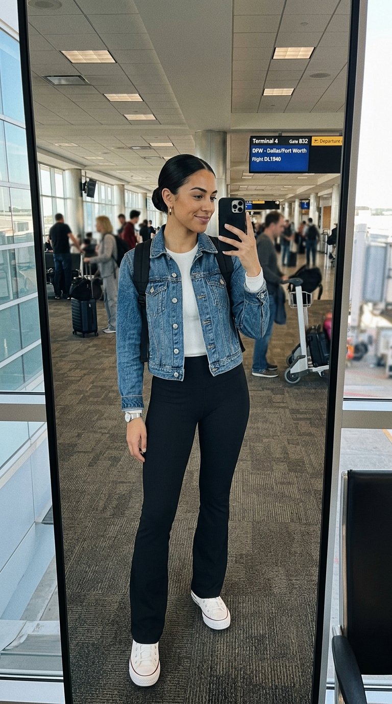 12 Flare Leggings Airport Outfits for a Leveled Up Basic