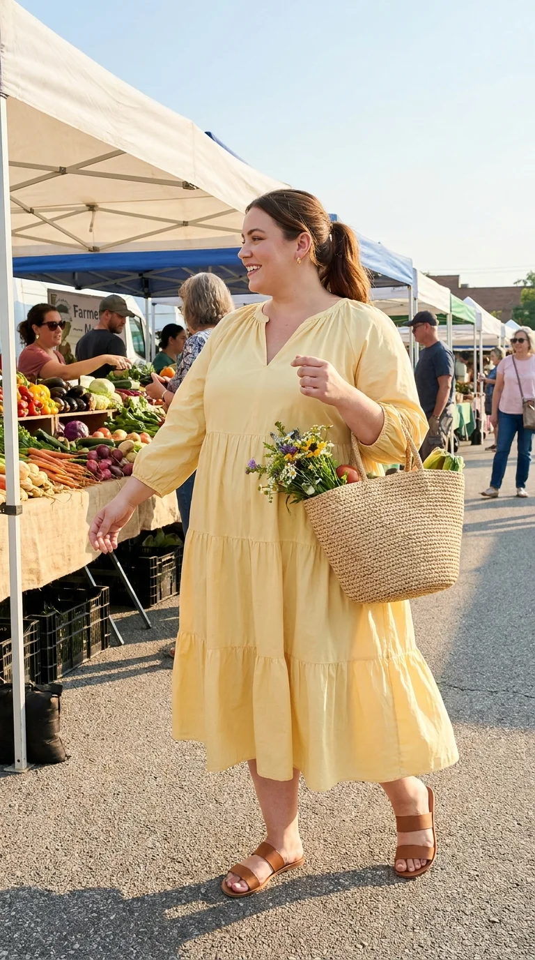 13 Plus Size Coffee Run Outfits for Farmers Market Mornings and Easy Weekend Errands