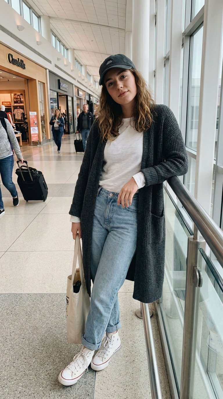 12 Long Cardigan Airport Outfits That Double as a Blanket