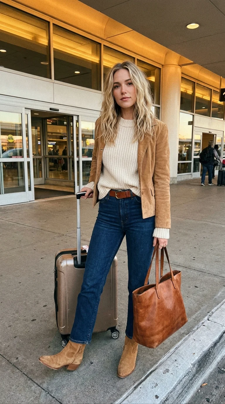 14 Airport Outfits With Jeans That Won’t Torture You Mid Flight