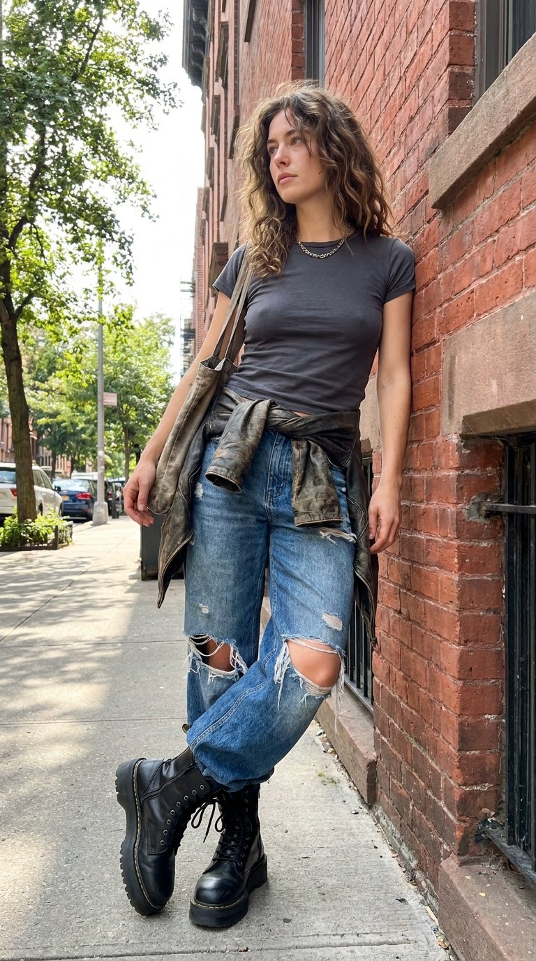 13 Baggy Ripped Jeans Outfits With Edge
