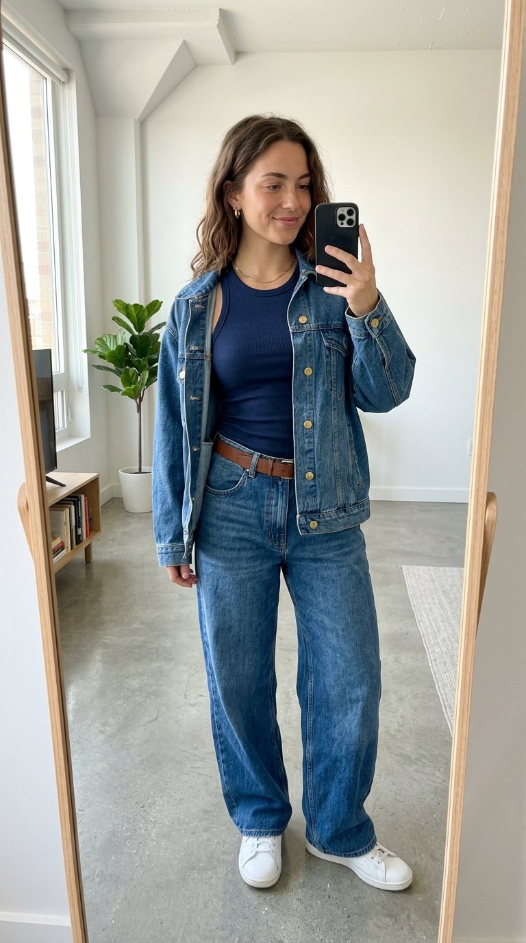 12 Denim on Denim Baggy Jeans Outfits That Actually Work