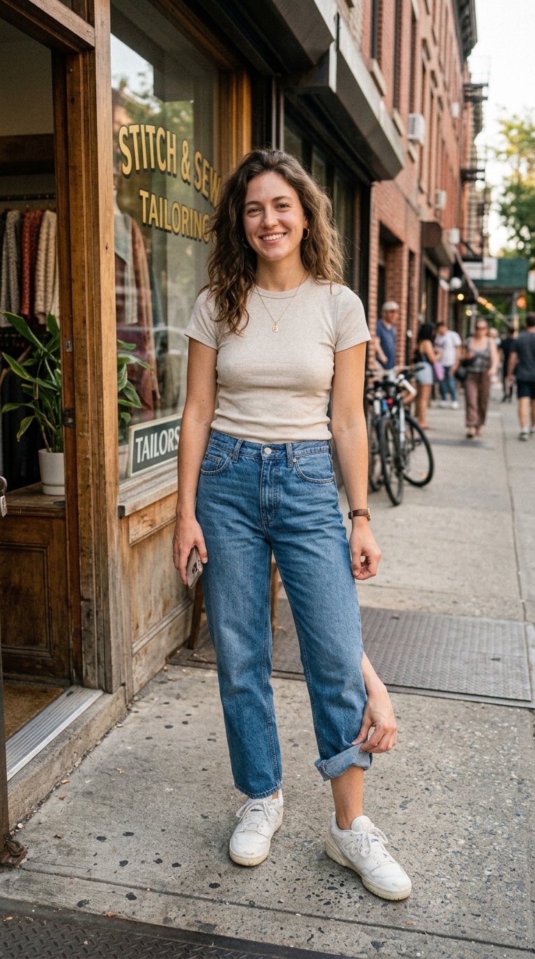 How to Style Baggy Jeans When You’re Short