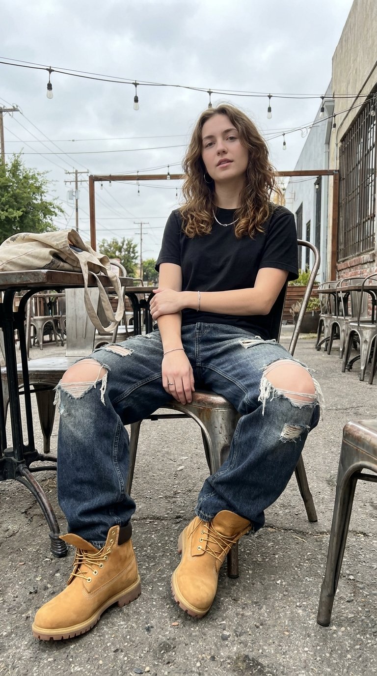 12 Baggy Jeans and Timberland Boots Outfits for Street Style