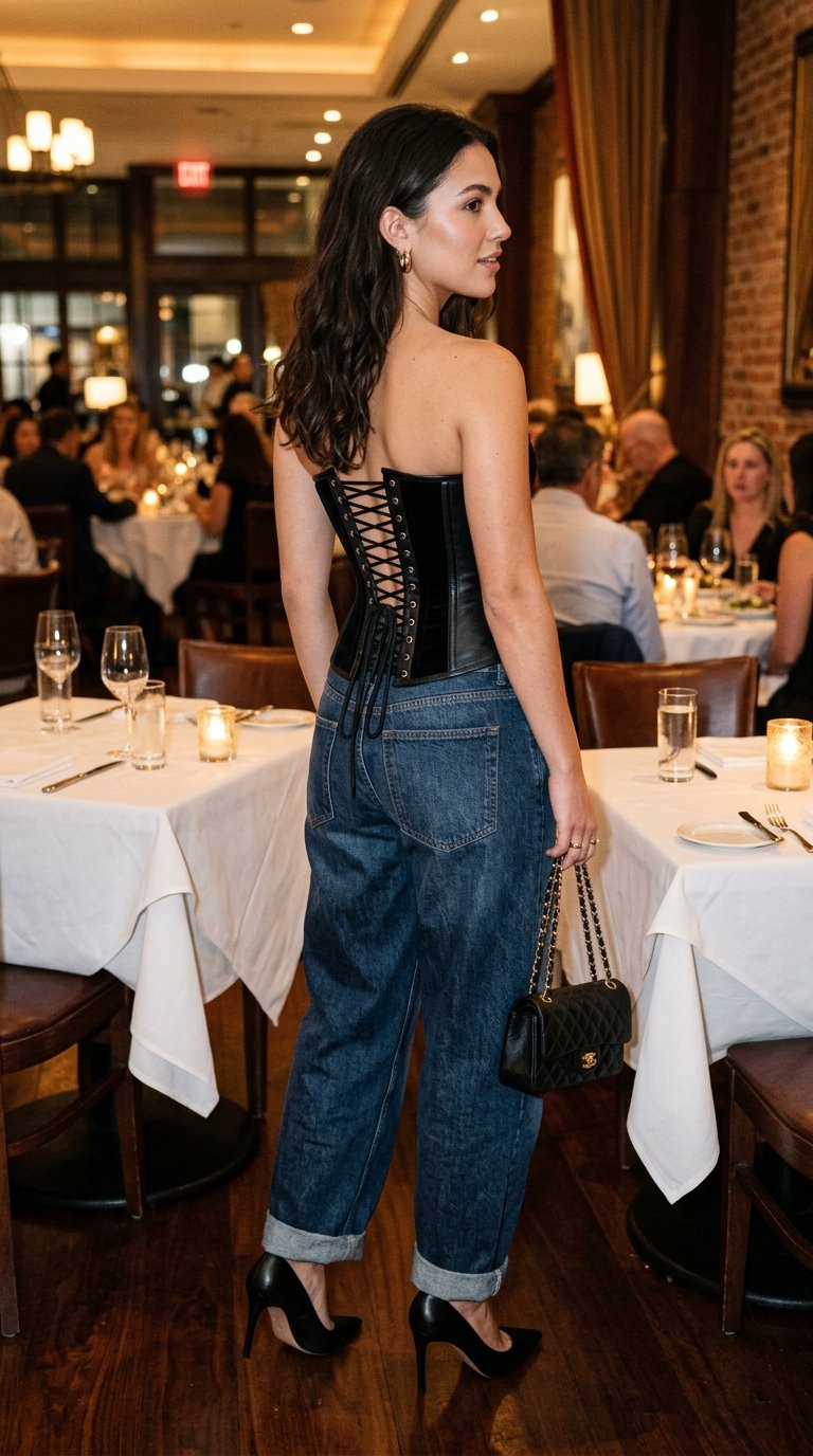13 Baggy Jeans and Corset Outfits for Structured Contrast
