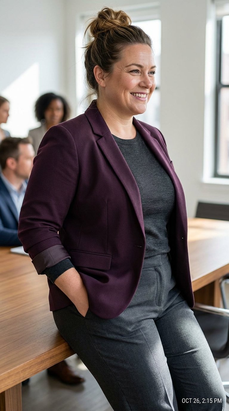 11 Office Layering Tips for Plus Size Women That Look Sharp, Not Bulky