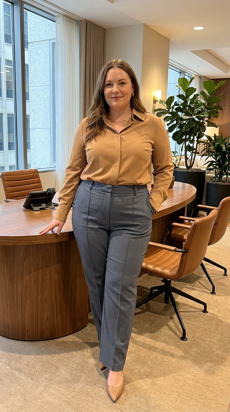 10 High-Waisted Work Pants for Plus Size Women That Actually Stay Put All Day