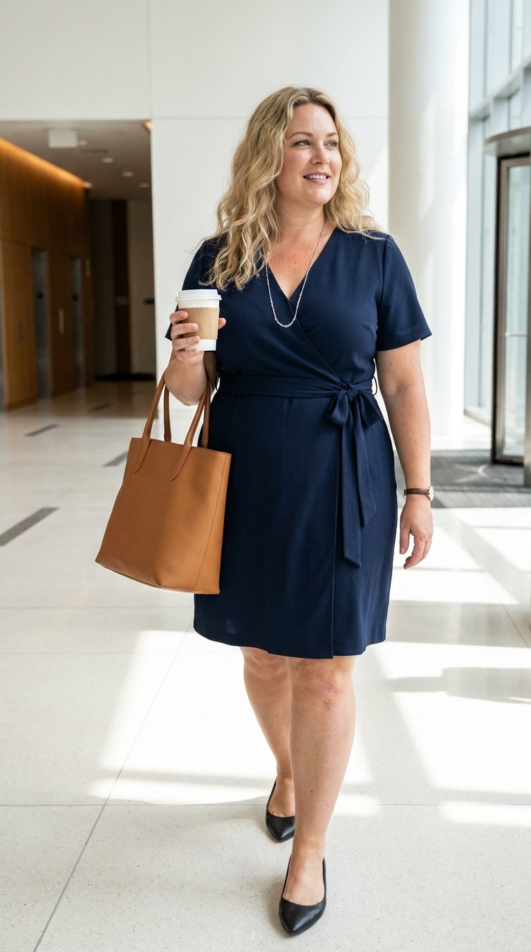 12 Plus Size Wrap Work Dresses That Make Getting Dressed Easy